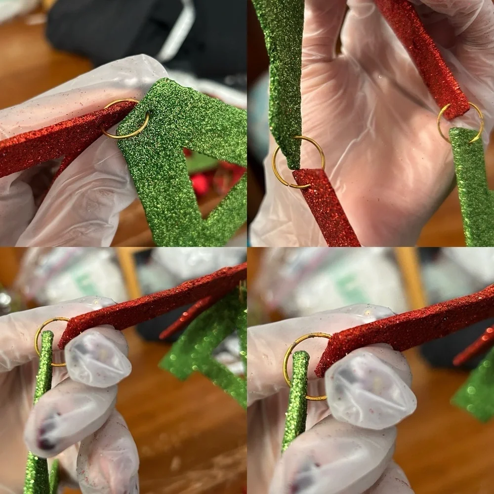 Falalalala Red And Green Glittery Hanging Ornaments - Set Of Two - “Dasher”